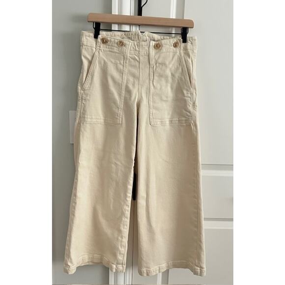 Anthropologie Pilcro The Kit Cropped Wide-Leg Trouser Jeans 28 Color: Cream - Picture 3 of 12